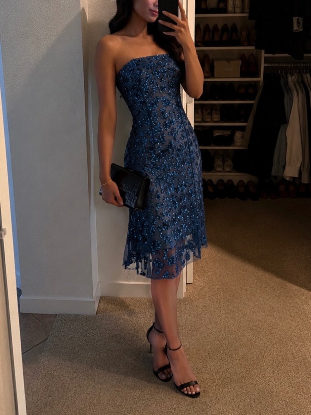 Vintage Cache Blue Sequin Dress